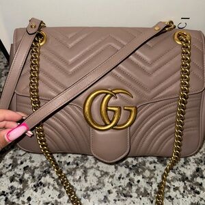 Gucci Brown Gold Chain Shoulder Bag